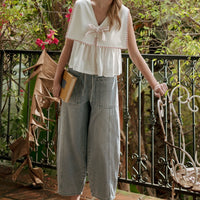 Vintage Bow Sailor Collar Sleeveless Top