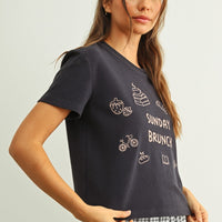 Sunday Brunch Embroidered Graphic Tee