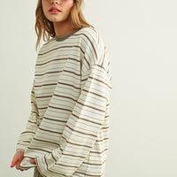 Weekend Stripe Oversized Cotton Pullover