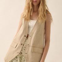 Longlined Denim Vest