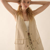 Longlined Denim Vest
