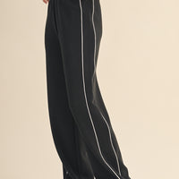Super Soft Contrast Piping Wide-Leg Lounge Pants