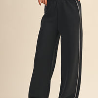 Super Soft Contrast Piping Wide-Leg Lounge Pants