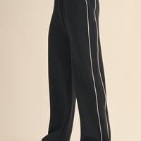 Super Soft Contrast Piping Wide-Leg Lounge Pants