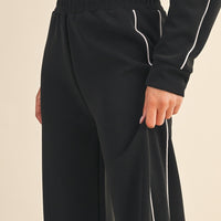Super Soft Contrast Piping Wide-Leg Lounge Pants