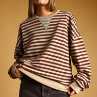 Women’s Oversized Striped Crewneck Sweatshirt