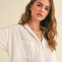 Oversized Button Down White Cotton Shirt
