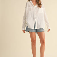 Oversized Button Down White Cotton Shirt
