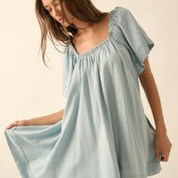 Light Tencel Dnim Flowy Babydoll Mini Dress