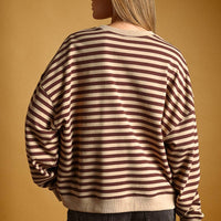 Women’s Oversized Striped Crewneck Sweatshirt