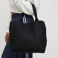 Woven Neoprene Tote Bag with Adjustable Crossbody Strap