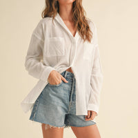 Oversized Button Down White Cotton Shirt