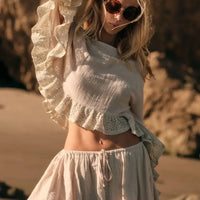 Boho Lace Trim Crop Top & Flowy Mini Skirt Set