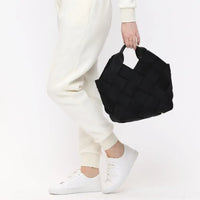 Woven Vegan Leather Neoprene Tote Bag
