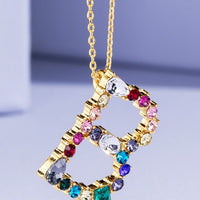Multi Colored Rhinestone Letter Necklace