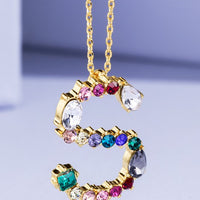 Multi Colored Rhinestone Letter Necklace