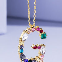 Multi Colored Rhinestone Letter Necklace