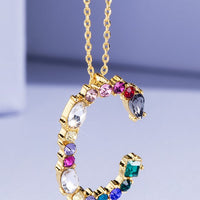 Multi Colored Rhinestone Letter Necklace