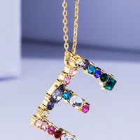 Multi Colored Rhinestone Letter Necklace