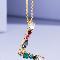 Multi Colored Rhinestone Letter Necklace