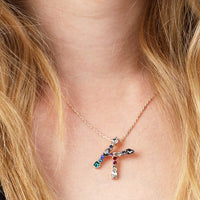 Multi Colored Rhinestone Letter Necklace