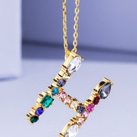 Multi Colored Rhinestone Letter Necklace