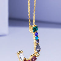 Multi Colored Rhinestone Letter Necklace