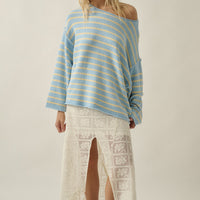 Relaxed Striped Knit Sweater – Lightweight Oversized Pullover