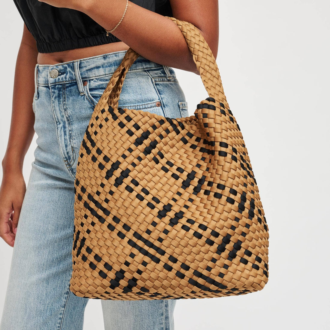 Woven Neoprene Hobo Shoulder Bag with Removable Pouch