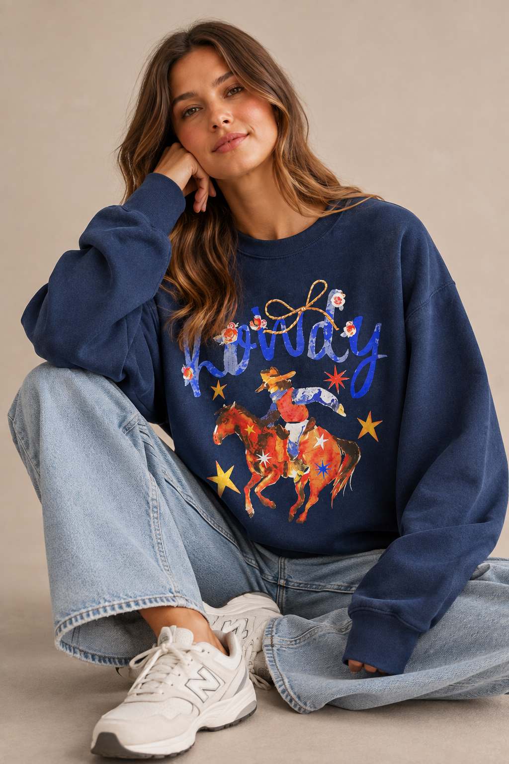 Howdy Cowboy Graphic Oversized Sweatshirt