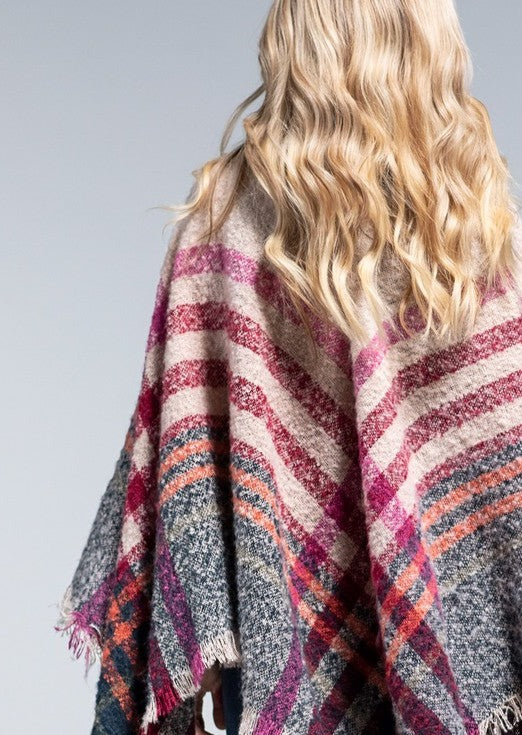 Pink Plaid Soft Poncho