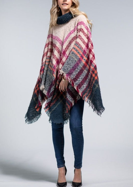 Pink Plaid Soft Poncho