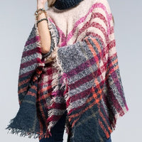 Pink Plaid Soft Poncho