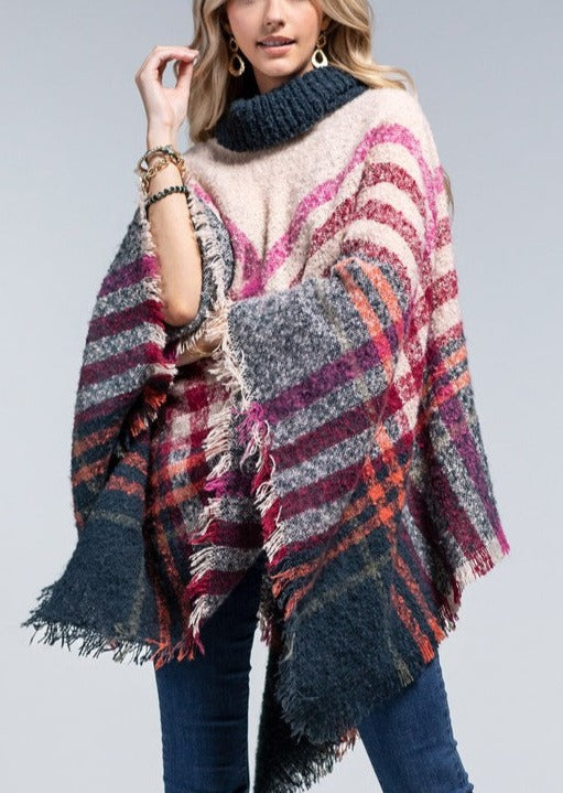 Pink Plaid Soft Poncho