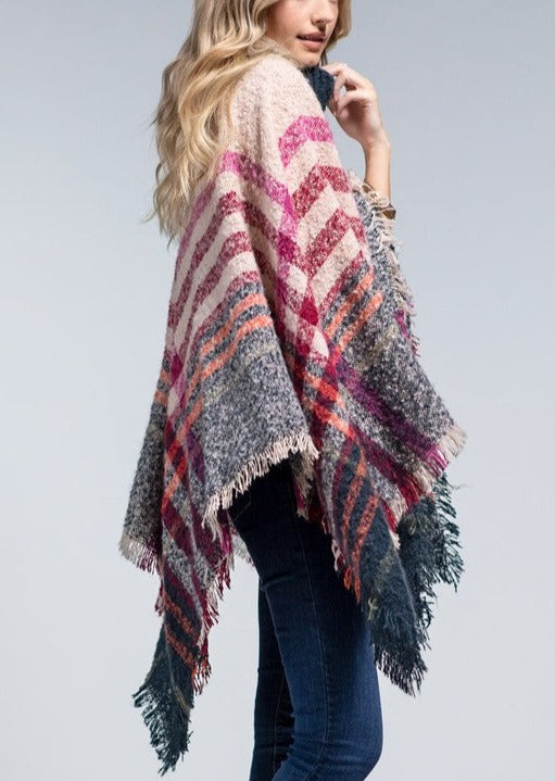 Pink Plaid Soft Poncho