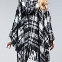 Black Plaid Hoodie Ruana