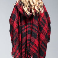 Black Plaid Hoodie Ruana