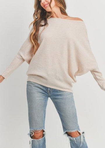 Boat Neck Brushed Knit Top