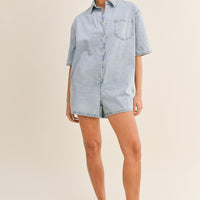 Denim Shirt Romper