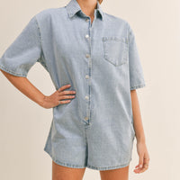 Denim Shirt Romper