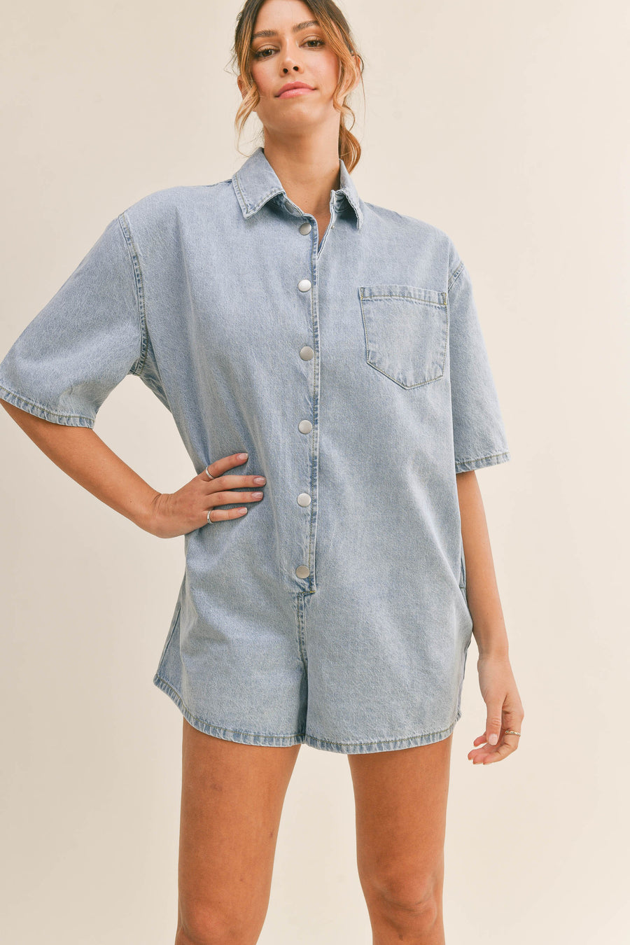 Denim Shirt Romper