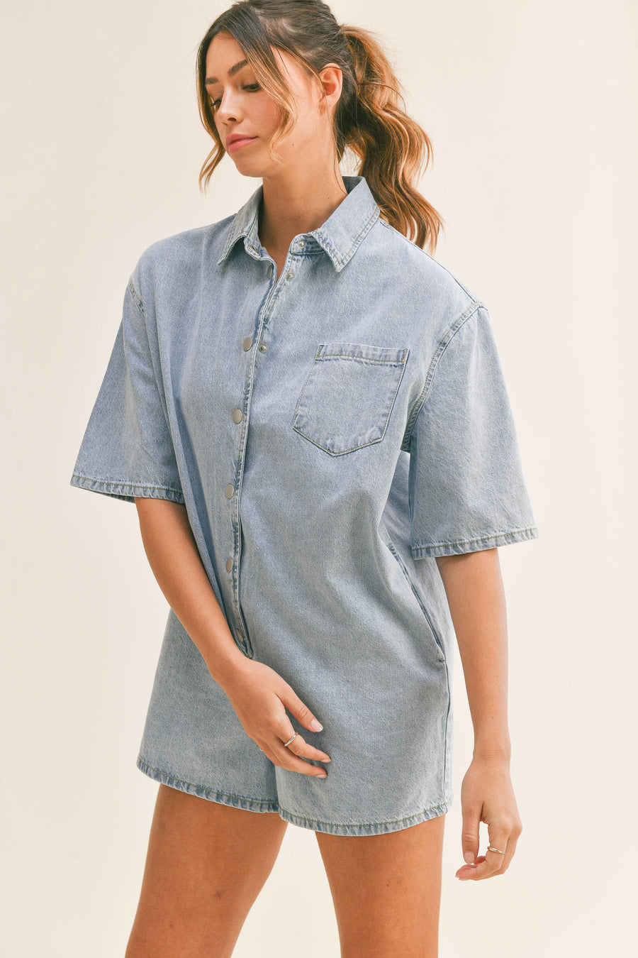 Denim Shirt Romper