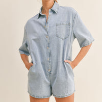 Denim Shirt Romper