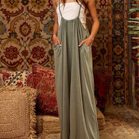 Boho Wide Leg Suspender Jumpsuit