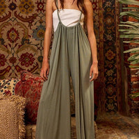 Boho Wide Leg Suspender Jumpsuit