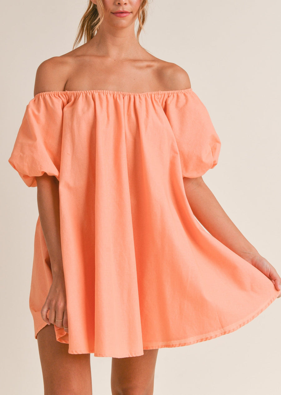 Off Shoulder Puff Sleeve Mini Dress