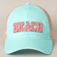 Beach Letter Mesh Back Cap