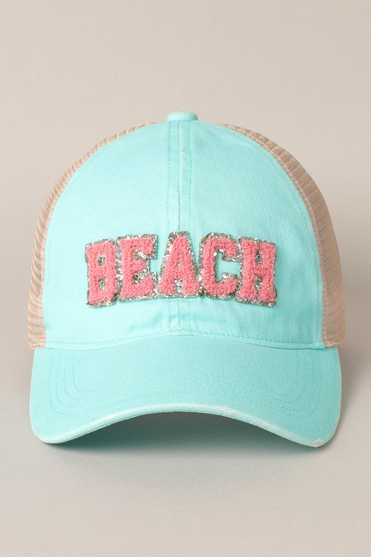 Beach Letter Mesh Back Cap | Evercado