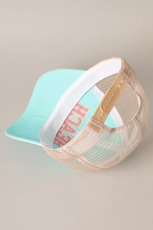 Beach Letter Mesh Back Cap | Evercado