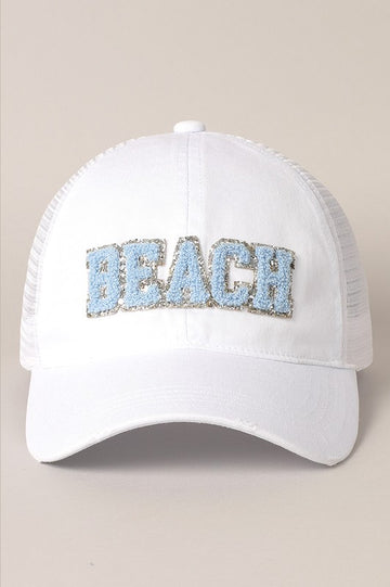 Beach Letter Mesh Back Cap